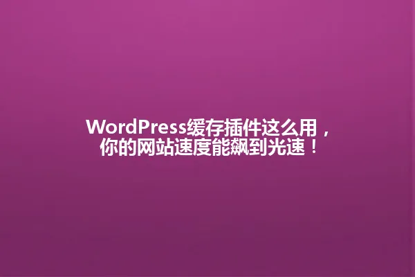 WordPress缓存插件这么用，你的网站速度能飙到光速！ 一