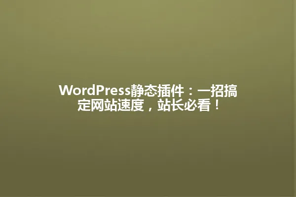 WordPress静态插件:一招搞定网站速度,站长必看! 一