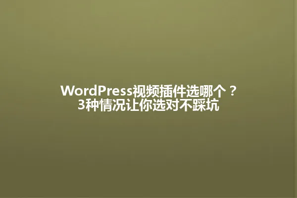 WordPress视频插件选哪个?3种情况让你选对不踩坑 一