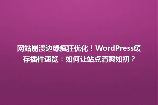 网站崩溃边缘疯狂优化!WordPress缓存插件速览:如何让站点清爽如初? 一