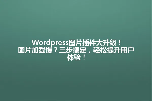 Wordpress图片插件大升级！图片加载慢？三步搞定，轻松提升用户体验！ 一