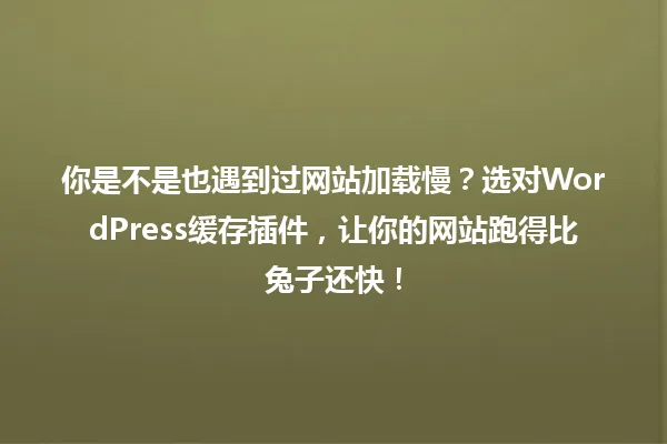 你是不是也遇到过网站加载慢？选对WordPress缓存插件，让你的网站跑得比兔子还快！ 一