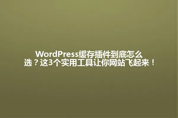 WordPress缓存插件到底怎么选?这3个实用工具让你网站飞起来! 一