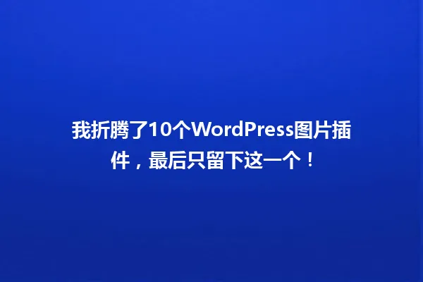 我折腾了10个WordPress图片插件,最后只留下这一个! 一