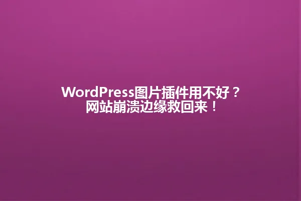 WordPress图片插件用不好?网站崩溃边缘救回来! 一