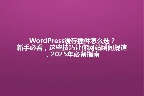 WordPress缓存插件怎么选?新手必看,这些技巧让你网站瞬间提速,2025年必备指南 一