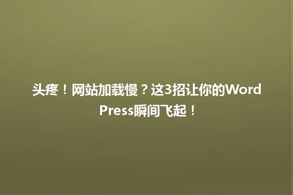 头疼!网站加载慢?这3招让你的WordPress瞬间飞起! 一