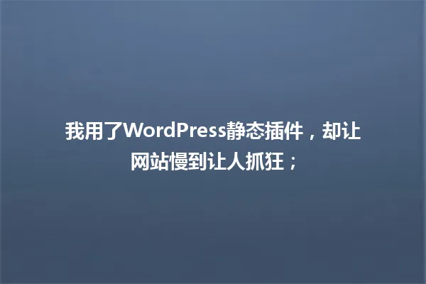 我用了WordPress静态插件,却让网站慢到让人抓狂; 一
