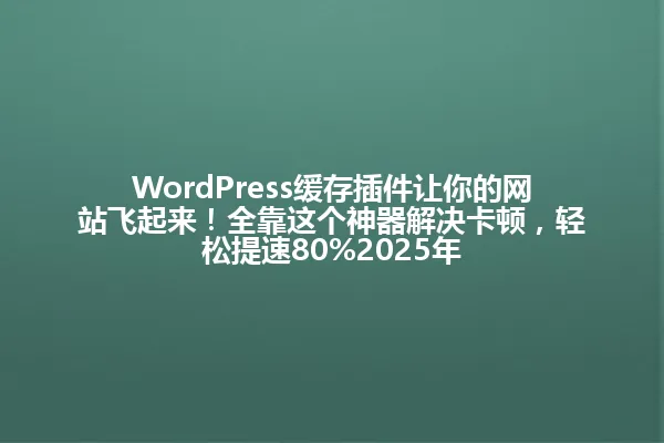 WordPress缓存插件让你的网站飞起来！全靠这个神器解决卡顿，轻松提速80%2025年 一
