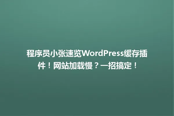 程序员小张速览WordPress缓存插件!网站加载慢?一招搞定! 一