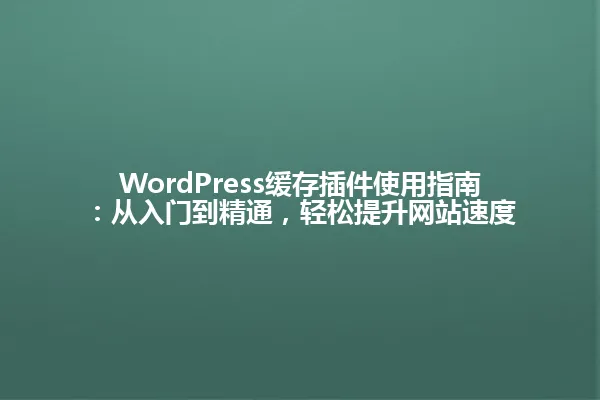 WordPress缓存插件使用指南:从入门到精通,轻松提升网站速度 一
