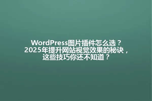 WordPress图片插件怎么选?2025年提升网站视觉效果的秘诀,这些技巧你还不知道? 一