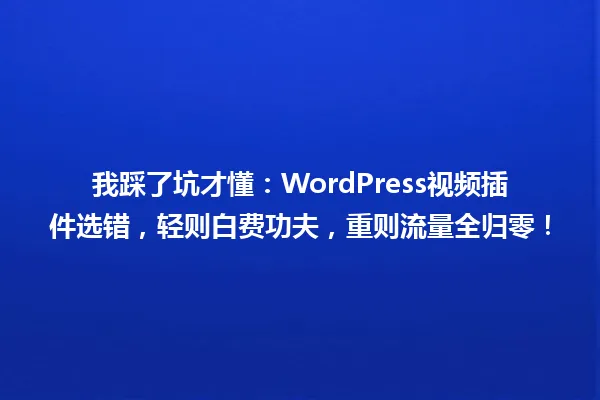 我踩了坑才懂:WordPress视频插件选错,轻则白费功夫,重则流量全归零! 一