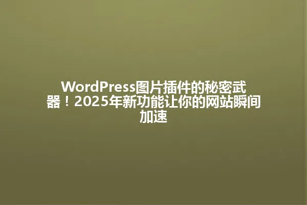 WordPress图片插件的秘密武器!2025年新功能让你的网站瞬间加速 一