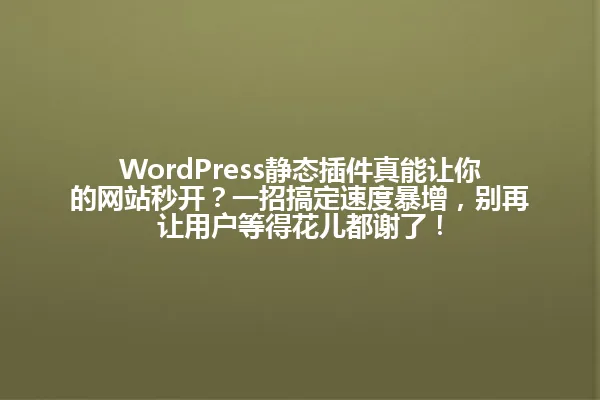 WordPress静态插件真能让你的网站秒开?一招搞定速度暴增,别再让用户等得花儿都谢了! 一