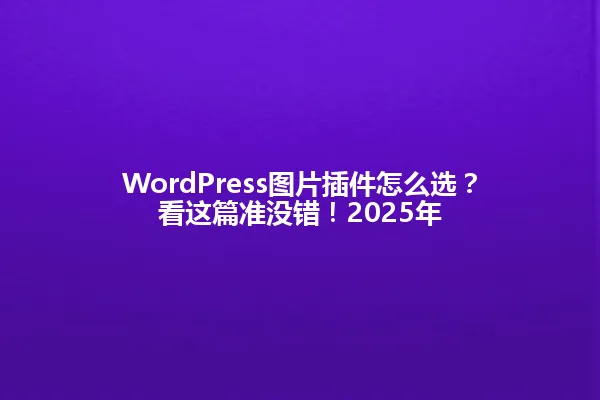 WordPress图片插件怎么选?看这篇准没错!2025年 一