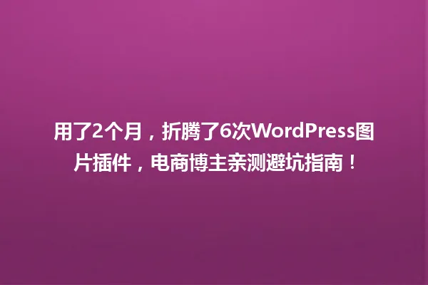 用了2个月，折腾了6次WordPress图片插件，电商博主亲测避坑指南！ 一