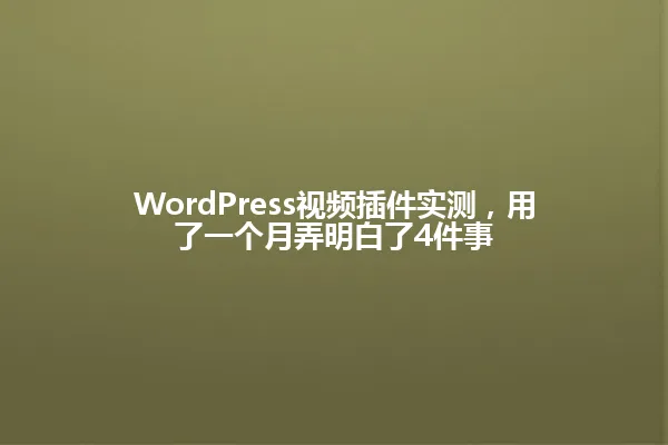 WordPress视频插件实测,用了一个月弄明白了4件事 一