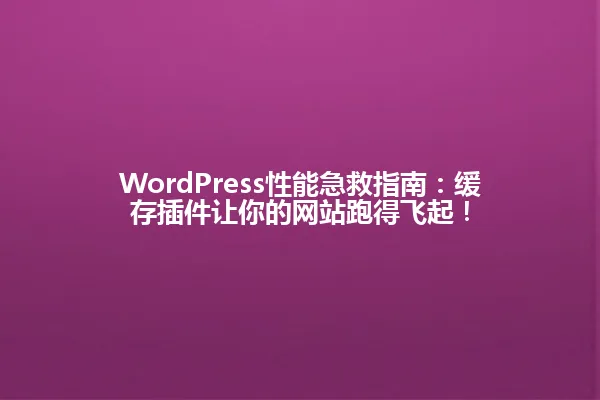 WordPress性能急救指南:缓存插件让你的网站跑得飞起! 一