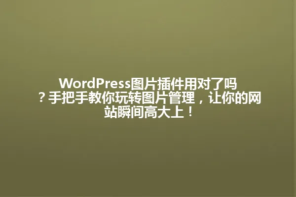 WordPress图片插件用对了吗？手把手教你玩转图片管理，让你的网站瞬间高大上！ 一