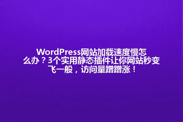 WordPress网站加载速度慢怎么办?3个实用静态插件让你网站秒变飞一般,访问量蹭蹭涨! 一