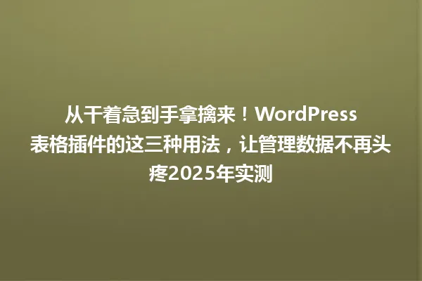 从干着急到手拿擒来!WordPress表格插件的这三种用法,让管理数据不再头疼2025年实测 一