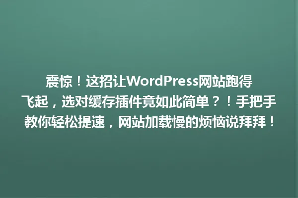 震惊!这招让WordPress网站跑得飞起,选对缓存插件竟如此简单?!手把手教你轻松提速,网站加载慢的烦恼说拜拜! 一