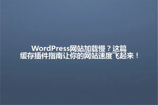 WordPress网站加载慢?这篇缓存插件指南让你的网站速度飞起来! 一