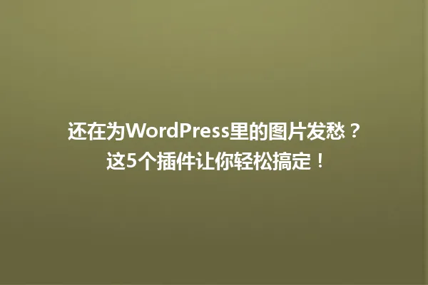 还在为WordPress里的图片发愁?这5个插件让你轻松搞定! 一
