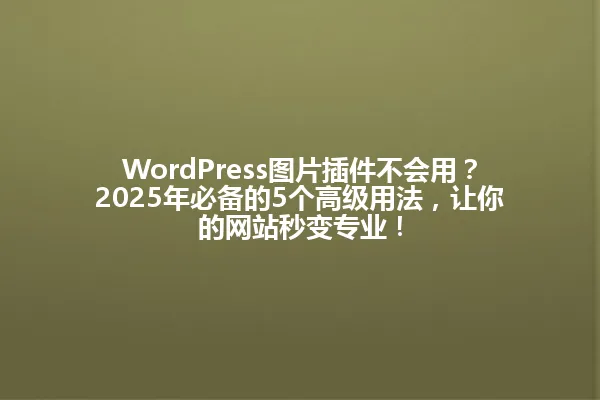 WordPress图片插件不会用?2025年必备的5个高级用法,让你的网站秒变专业! 一