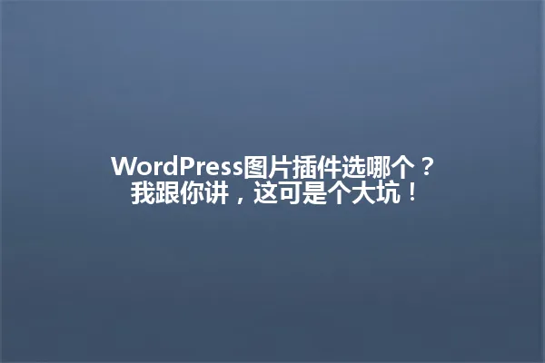 WordPress图片插件选哪个？我跟你讲，这可是个大坑！ 一