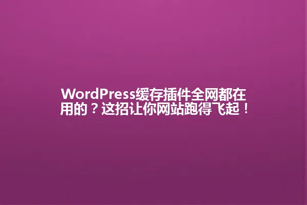WordPress缓存插件全网都在用的?这招让你网站跑得飞起! 一