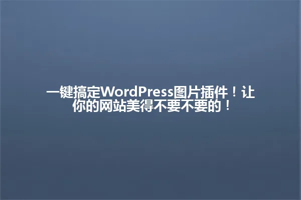 一键搞定WordPress图片插件!让你的网站美得不要不要的! 一