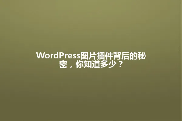 WordPress图片插件背后的秘密,你知道多少? 一