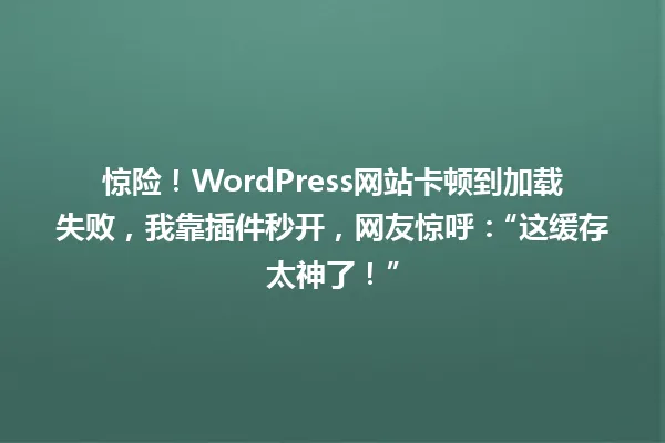 惊险!WordPress网站卡顿到加载失败,我靠插件秒开,网友惊呼:“这缓存太神了!” 一