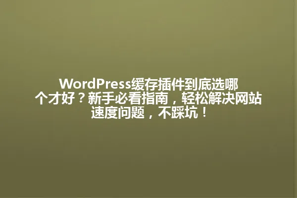 WordPress缓存插件到底选哪个才好？新手必看指南，轻松解决网站速度问题，不踩坑！ 一