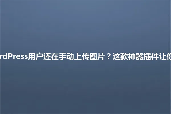 90%的WordPress用户还在手动上传图片?这款神器插件让你效率翻倍! 一