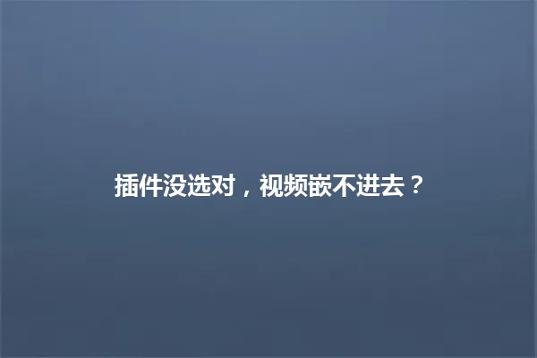 插件没选对，视频嵌不进去？ 一
