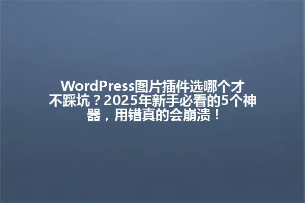 WordPress图片插件选哪个才不踩坑?2025年新手必看的5个神器,用错真的会崩溃! 一
