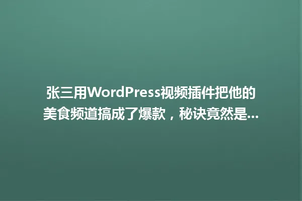 张三用WordPress视频插件把他的美食频道搞成了爆款,秘诀竟然是... 一