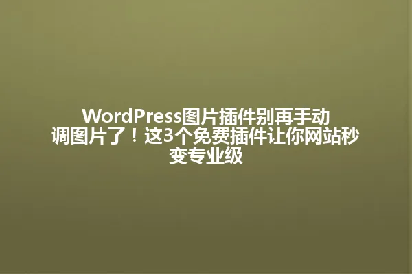 WordPress图片插件别再手动调图片了!这3个免费插件让你网站秒变专业级 一
