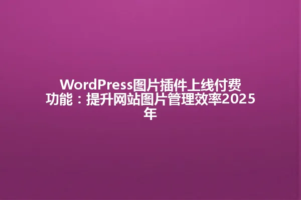 WordPress图片插件上线付费功能:提升网站图片管理效率2025年 一