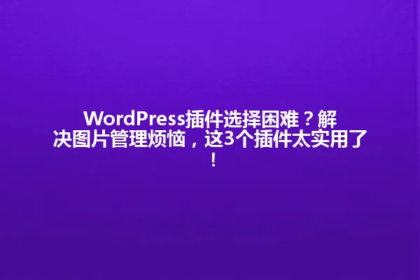 WordPress插件选择困难?解决图片管理烦恼,这3个插件太实用了! 一