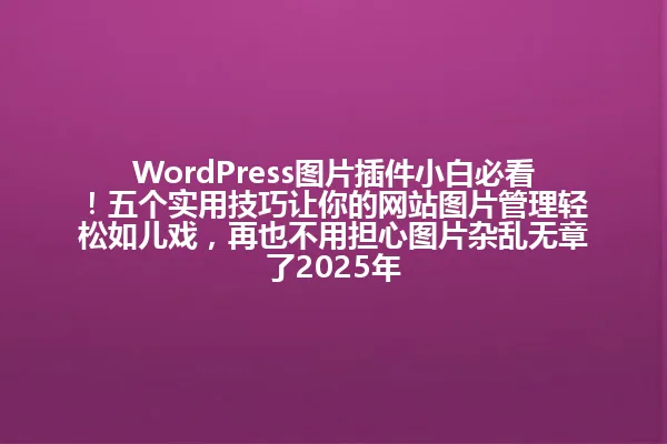 WordPress图片插件小白必看!五个实用技巧让你的网站图片管理轻松如儿戏,再也不用担心图片杂乱无章了2025年 一