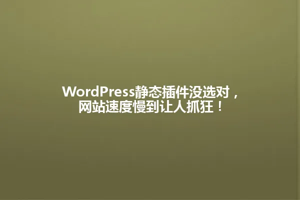 WordPress静态插件没选对,网站速度慢到让人抓狂! 一