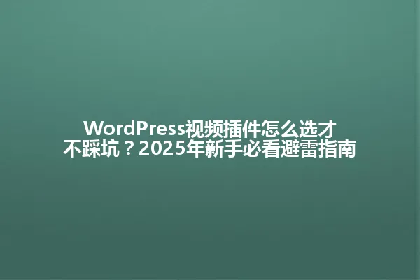 WordPress视频插件怎么选才不踩坑?2025年新手必看避雷指南 一