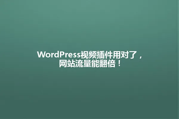 WordPress视频插件用对了,网站流量能翻倍! 一