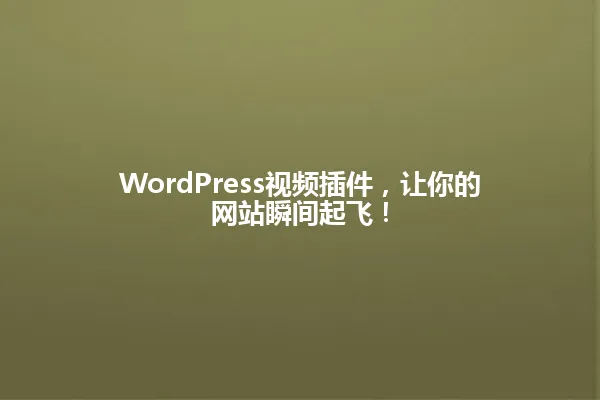 WordPress视频插件,让你的网站瞬间起飞! 一