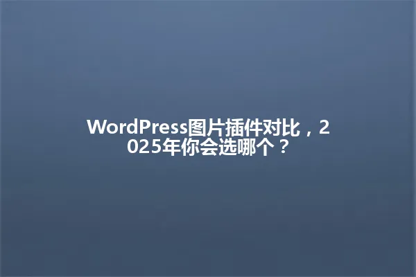 WordPress图片插件对比,2025年你会选哪个? 一