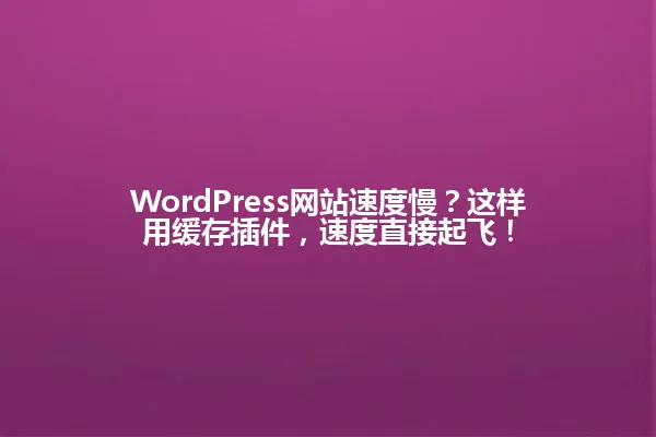 WordPress网站速度慢?这样用缓存插件,速度直接起飞! 一